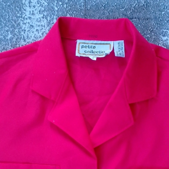 Vintage 90 Red Womens Button Up Top petite collection - Picture 4 of 8